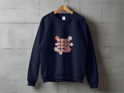 Work With Smiling Sun Flowers Graphic Trendy Design Sweater - Design & Vybe