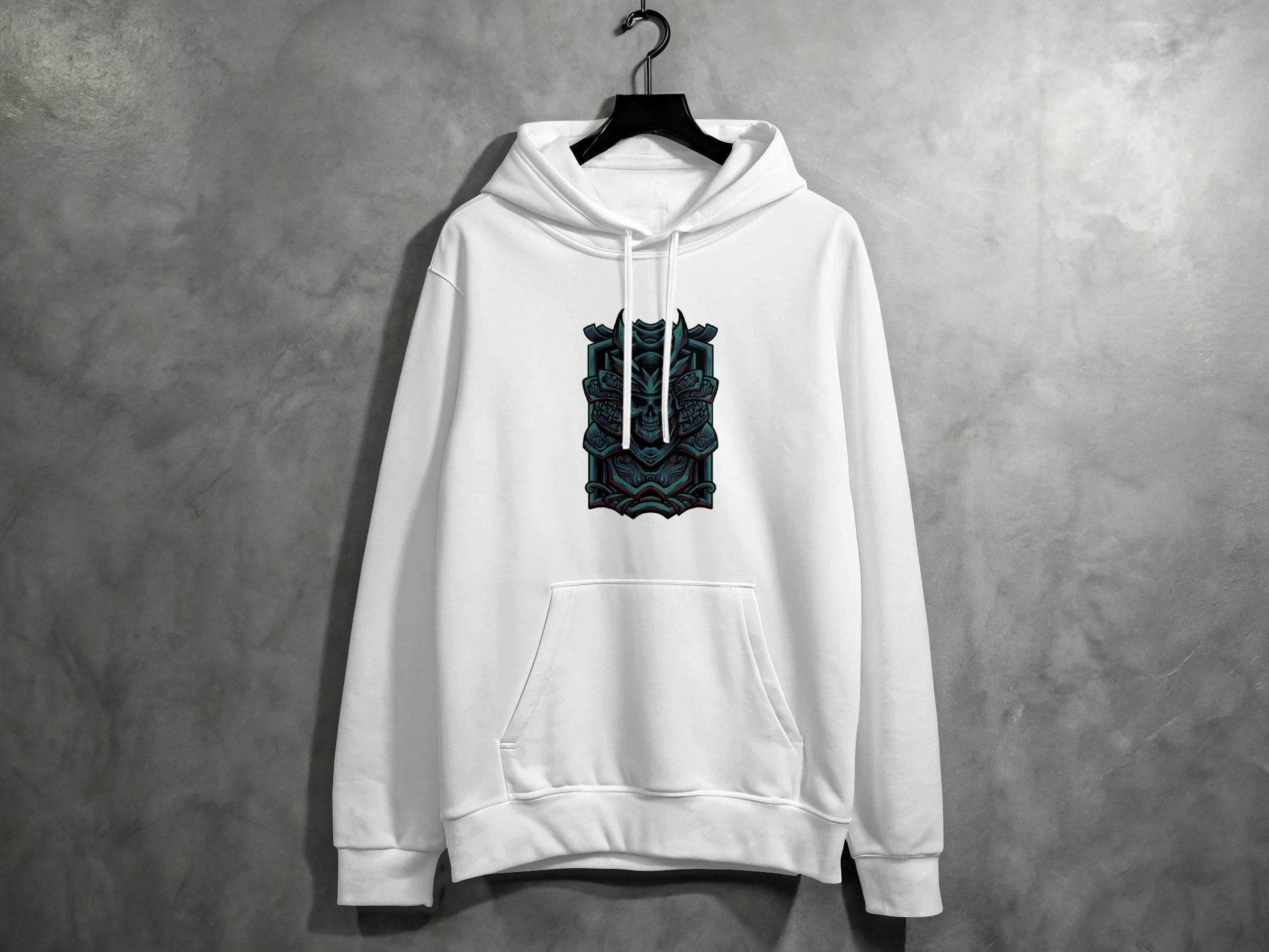 Menacing Samurai Skull Design Graphic Hoodie - Design & Vybe