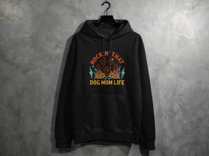 Rockin' That Dog Mom Life With Paw and Flowers Hoodie - Design & Vybe