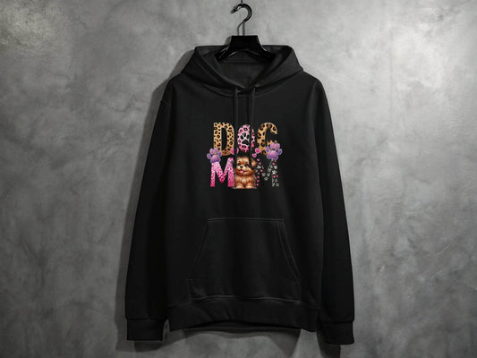 Dog Mom Cute Puppy Hearts Animal Print Design Graphic Hoodie - Design & Vybe