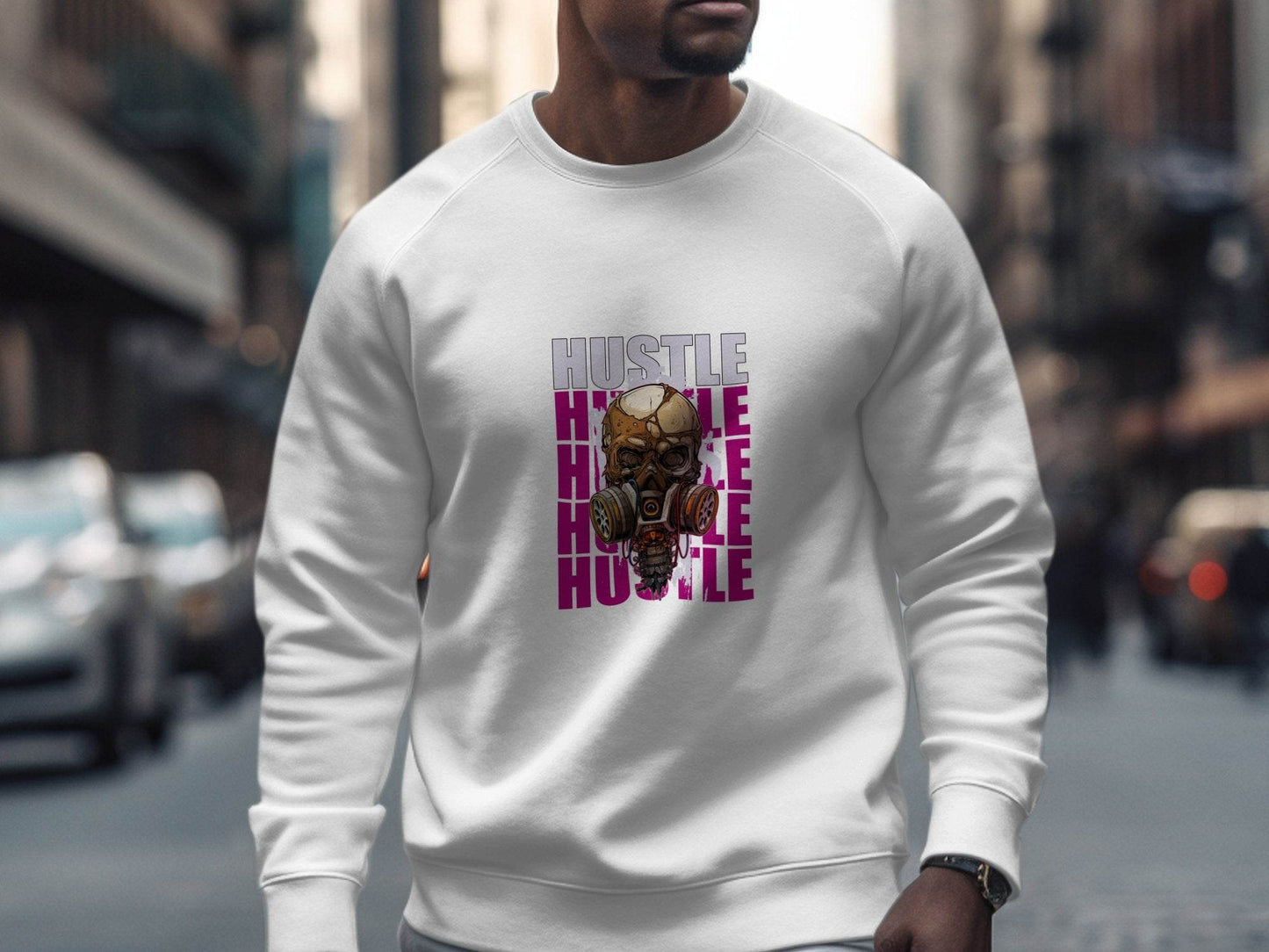 Hustle Skull With Gas Mask Graphic Design Sweater - Design & Vybe