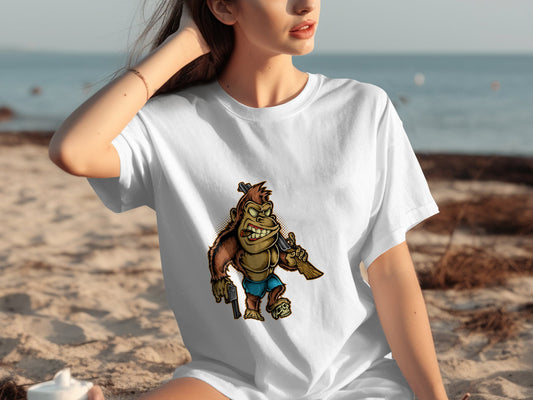 Funny Cartoon Gorilla Printed Beach T-shirt product type