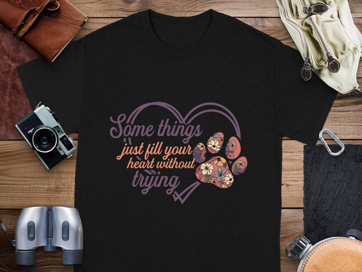 Some Things Fill Heart Without Trying Floral Paw Print T-Shirt - Design & Vybe