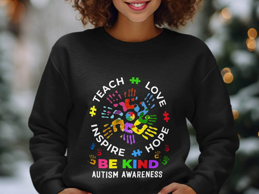 Autism Awareness Teach Love Inspire Hope Be Kind Sweater - Design & Vybe