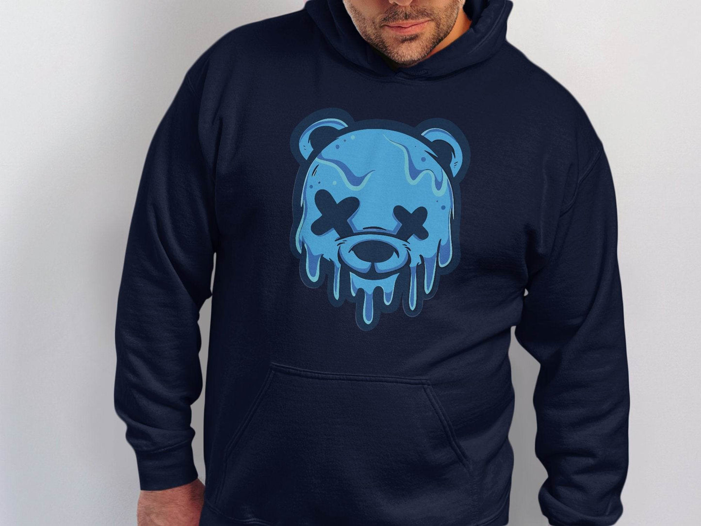 Cool Blue Graffiti Melting Dead Mad Bear Graphic Hoodie - Design & Vybe