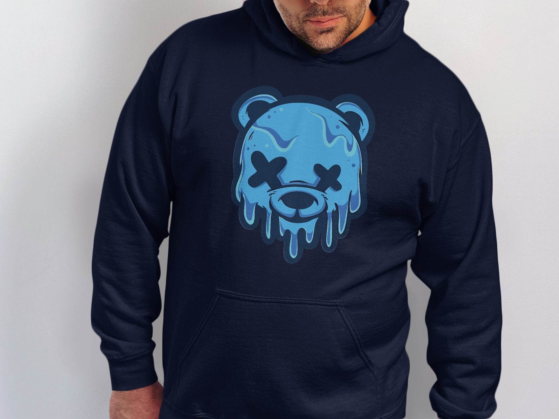 Cool Blue Graffiti Melting Dead Mad Bear Graphic Hoodie - Design & Vybe