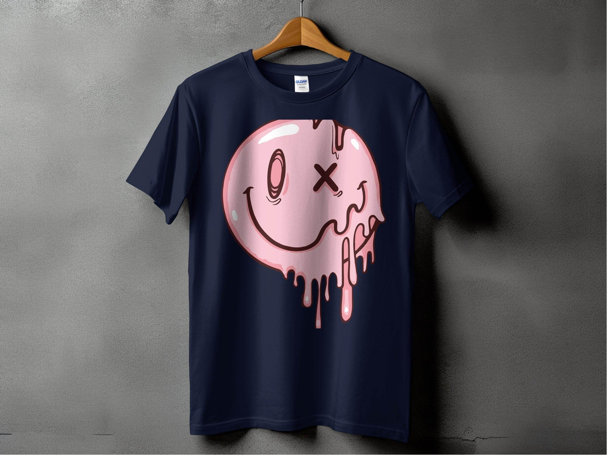 Melting Dripping Smiley Graphic Accent T-Shirt - Design & Vybe