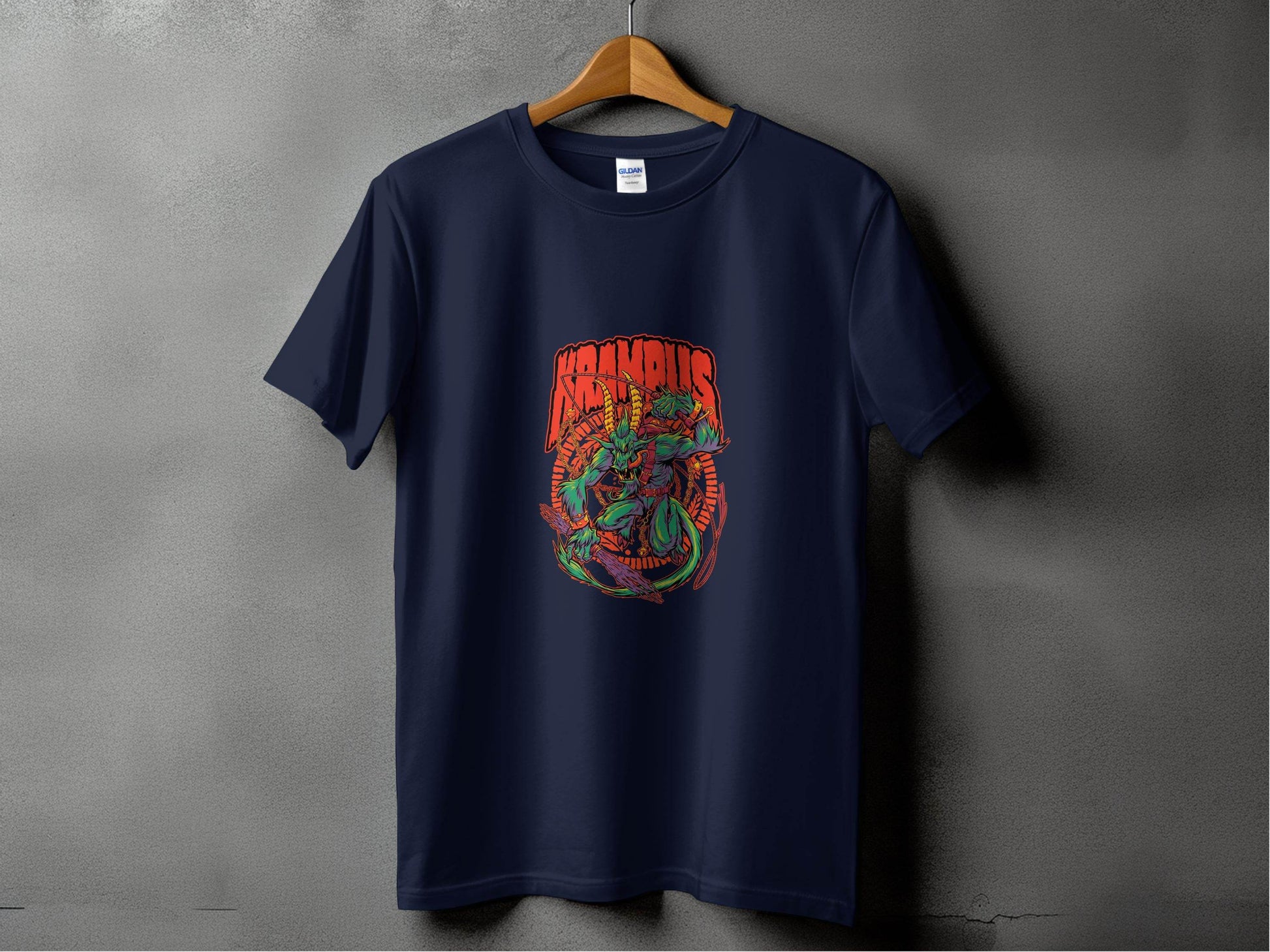 Krampus Demon and Chains Illustration Graphic T-Shirt - Design & Vybe