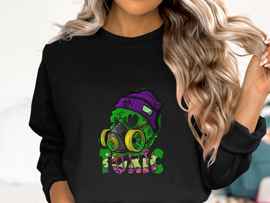 Skull Graphic Black Long Sleeve Custom Sweatshirt product