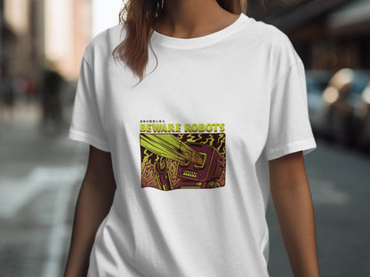 Retro Robot Invasion Graphic Beware Robots T-Shirts - Design & Vybe