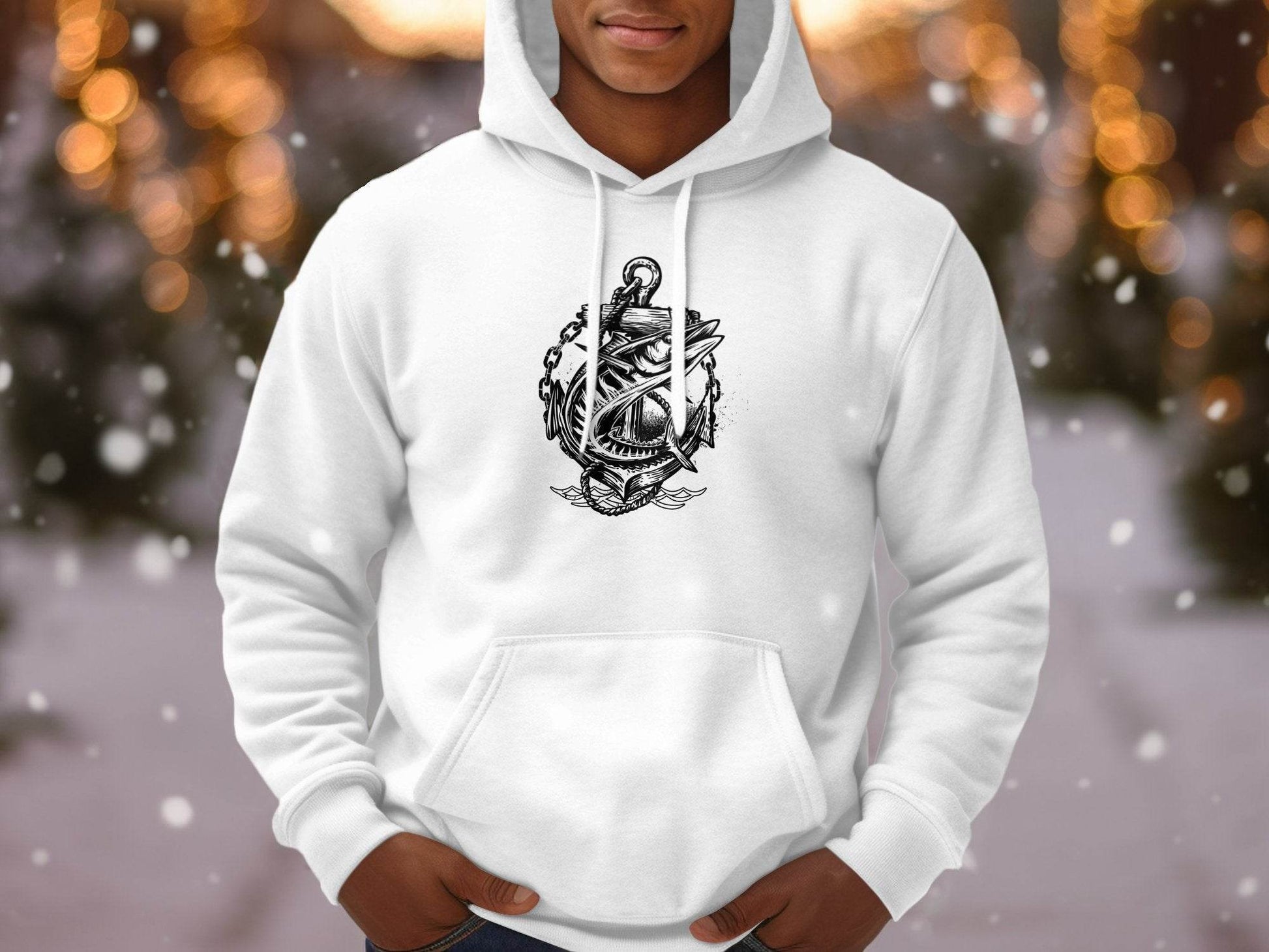 Nautical Anchor Design With Marlin Graphic Hoodie - Design & Vybe