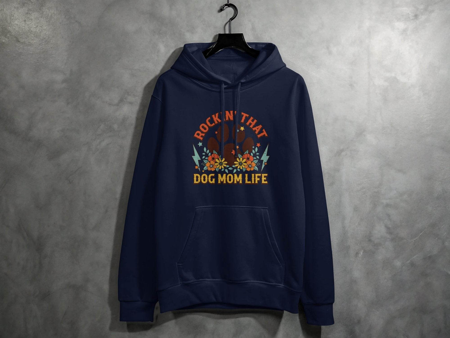 Rockin' That Dog Mom Life With Paw and Flowers Hoodie - Design & Vybe
