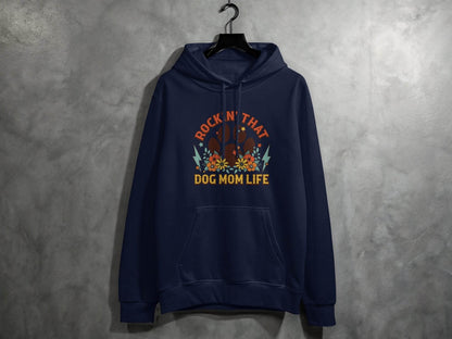 Rockin' That Dog Mom Life With Paw and Flowers Hoodie - Design & Vybe