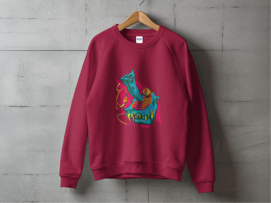 Radiant Pink Sweatshirt with Artistic Bird Design product