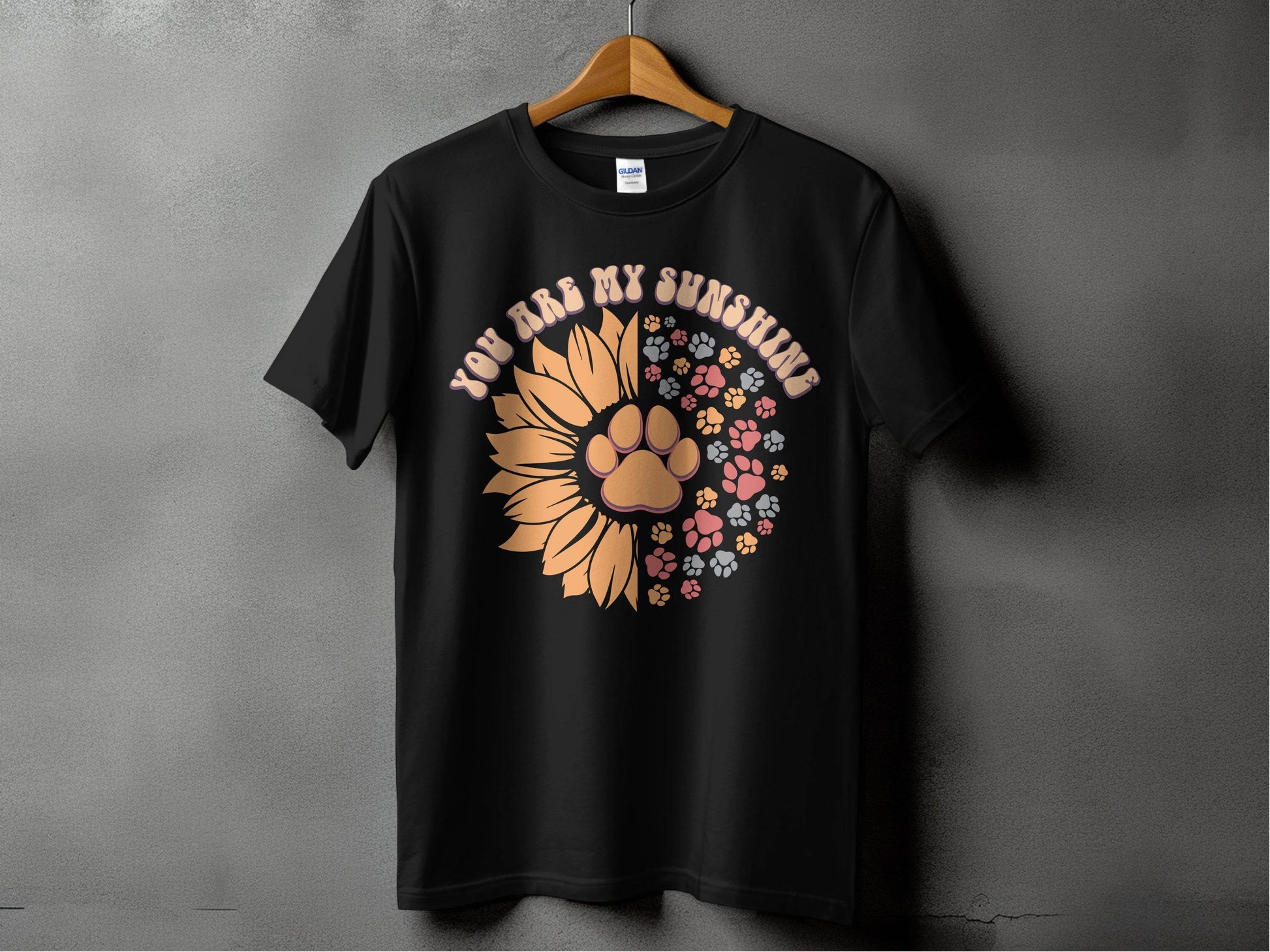You Are My Sunshine Sunflower Paw Pattern Graphic T-Shirt - Design & Vybe
