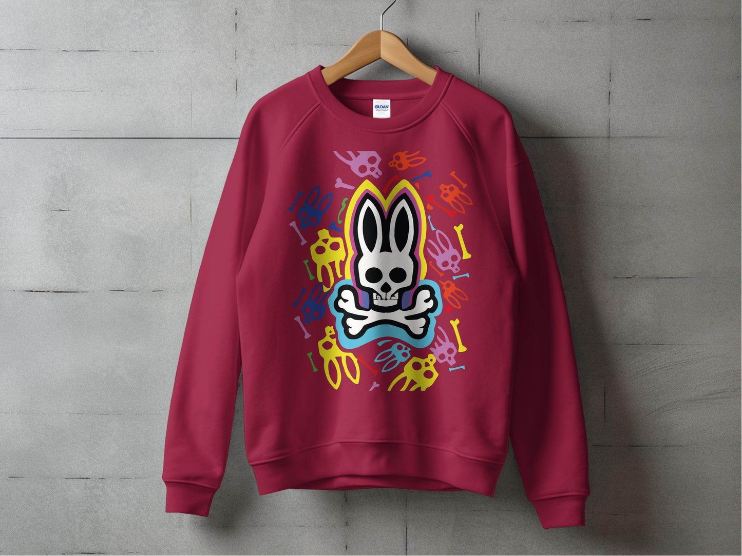 Colorful Bunny Skull Graphic Pattern Sweater - Design & Vybe