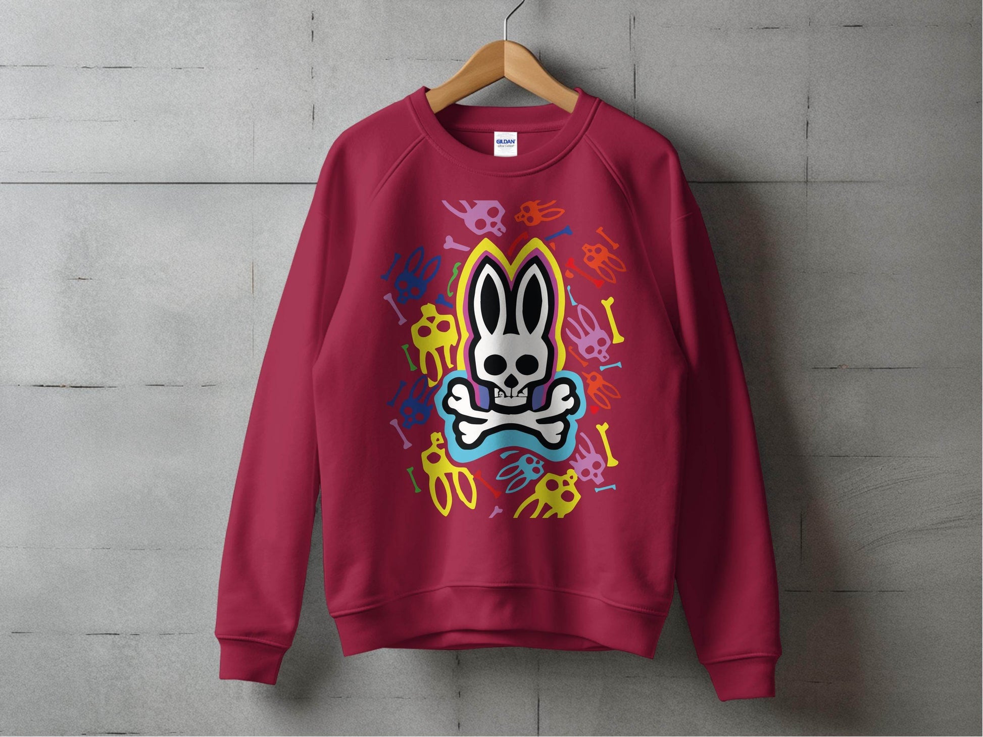 Colorful Bunny Skull Graphic Pattern Sweater - Design & Vybe