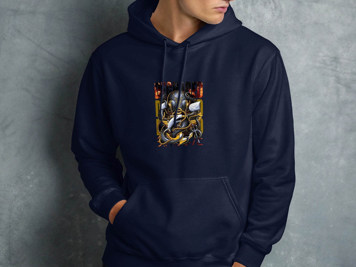 Degraded Design with Shark Anchor Octopus Artwork Hoodie - Design & Vybe