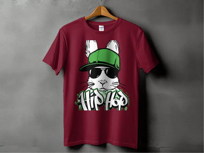 Hip Hop Cool Bunny Graphic Print T-Shirt product