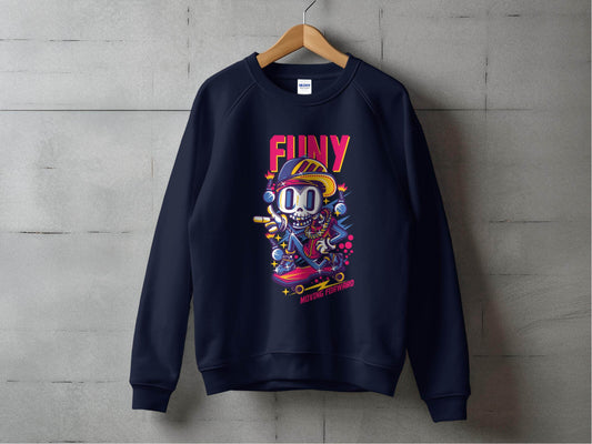 Funny Skull With Bomb On Skateboard Moving Forward Sweater - Design & Vybe