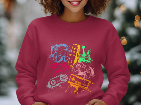 Gaming Console Joypad Colorful Style Design Artwork Sweater - Design & Vybe