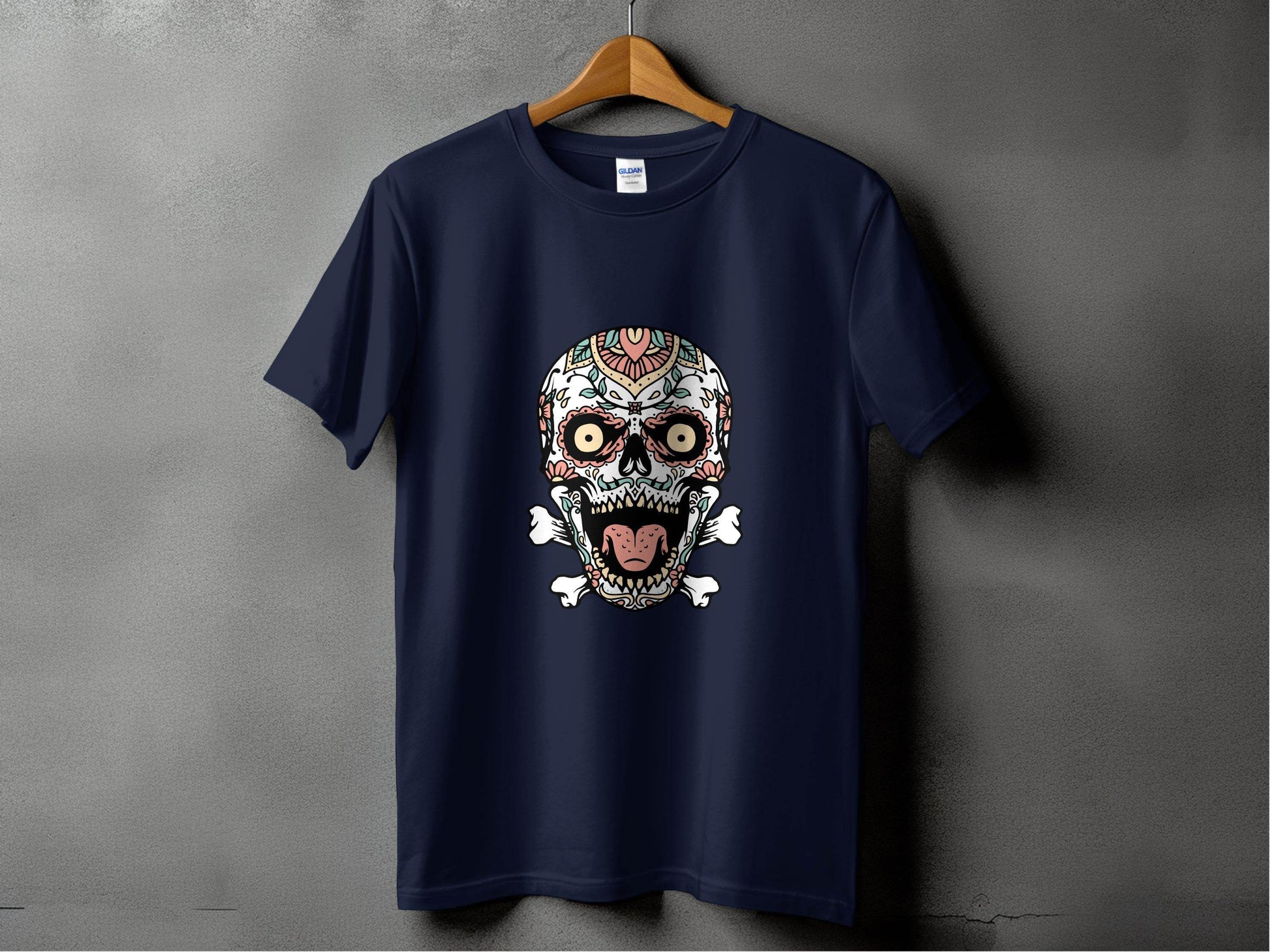 Skull with Floral Pattern on a Bone Design Graphic T-Shirt - Design & Vybe