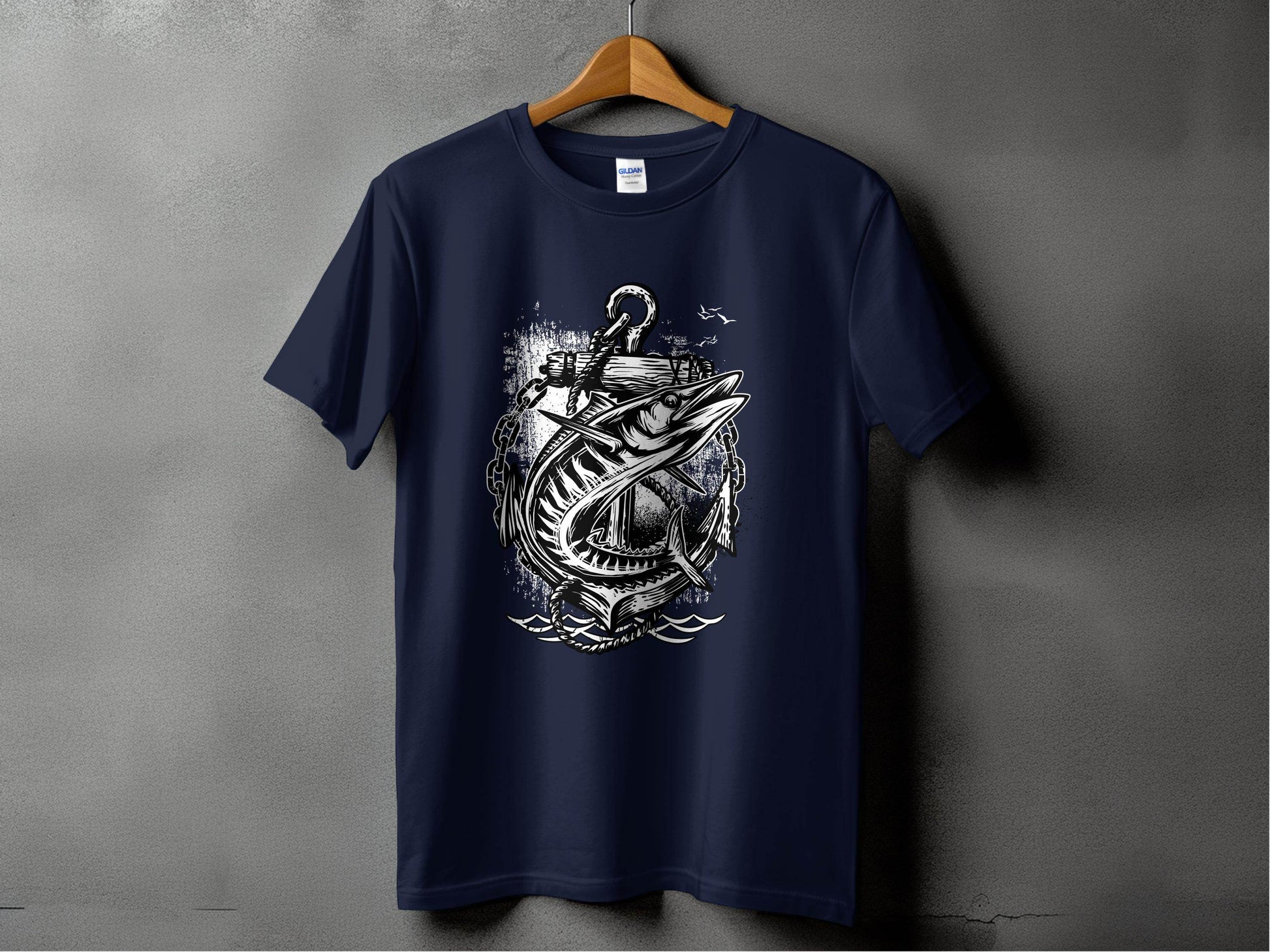 Vintage Nautical Theme Fishing Graphic T-shirt product type