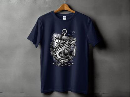 Vintage Nautical Theme Fishing Graphic T-shirt product type
