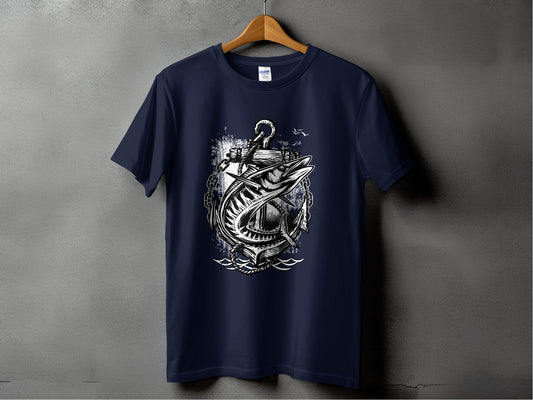 Vintage Nautical Theme Fishing Graphic T-shirt product type