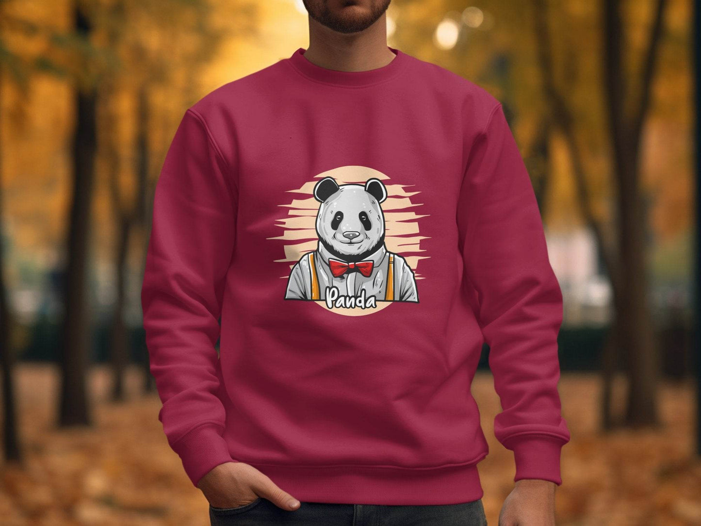 Fun Cartoon Panda Wearing Bow Tie Graphic Sweater - Design & Vybe