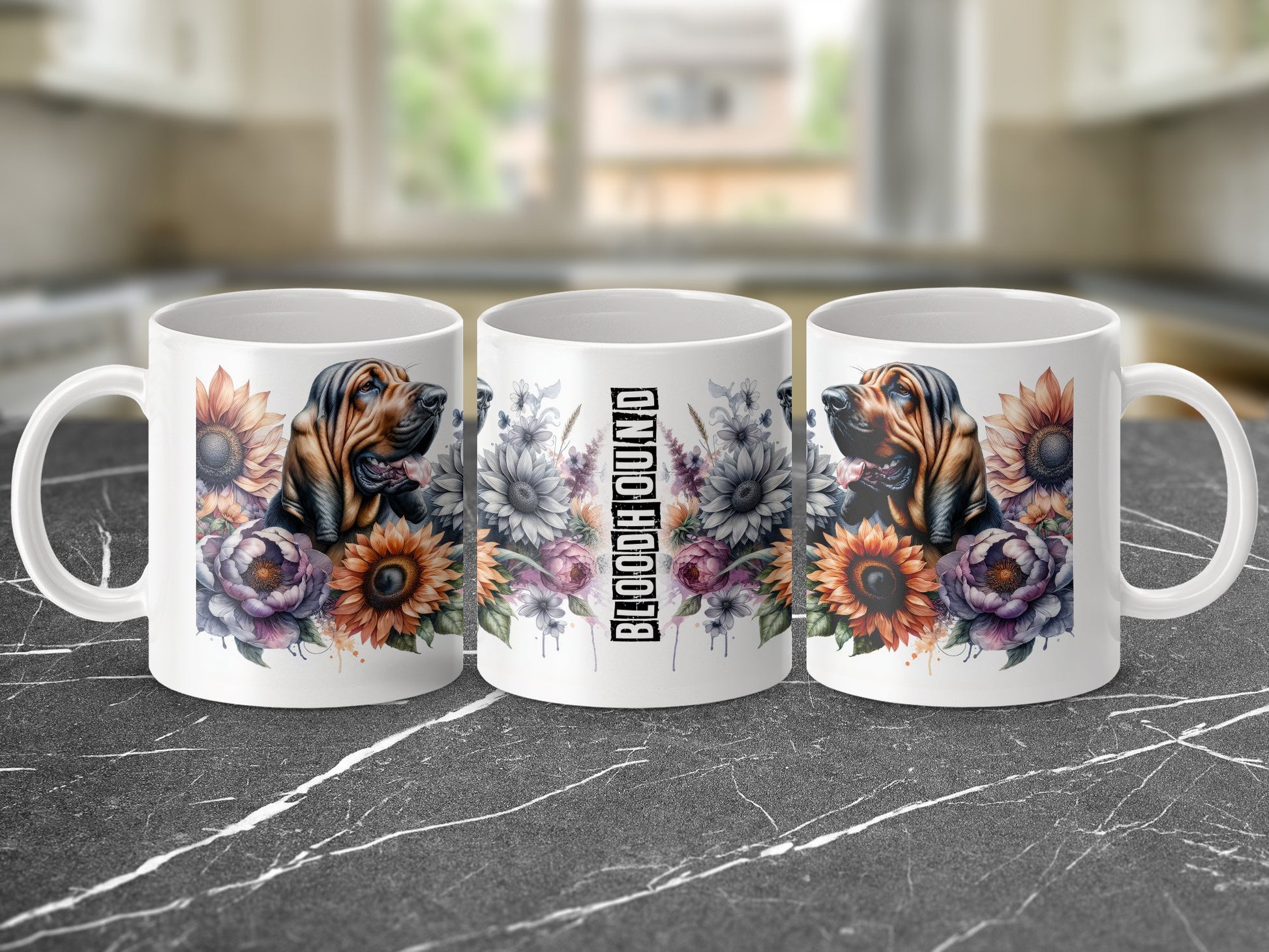 Bloodhound Flower Design Coffee Mug product