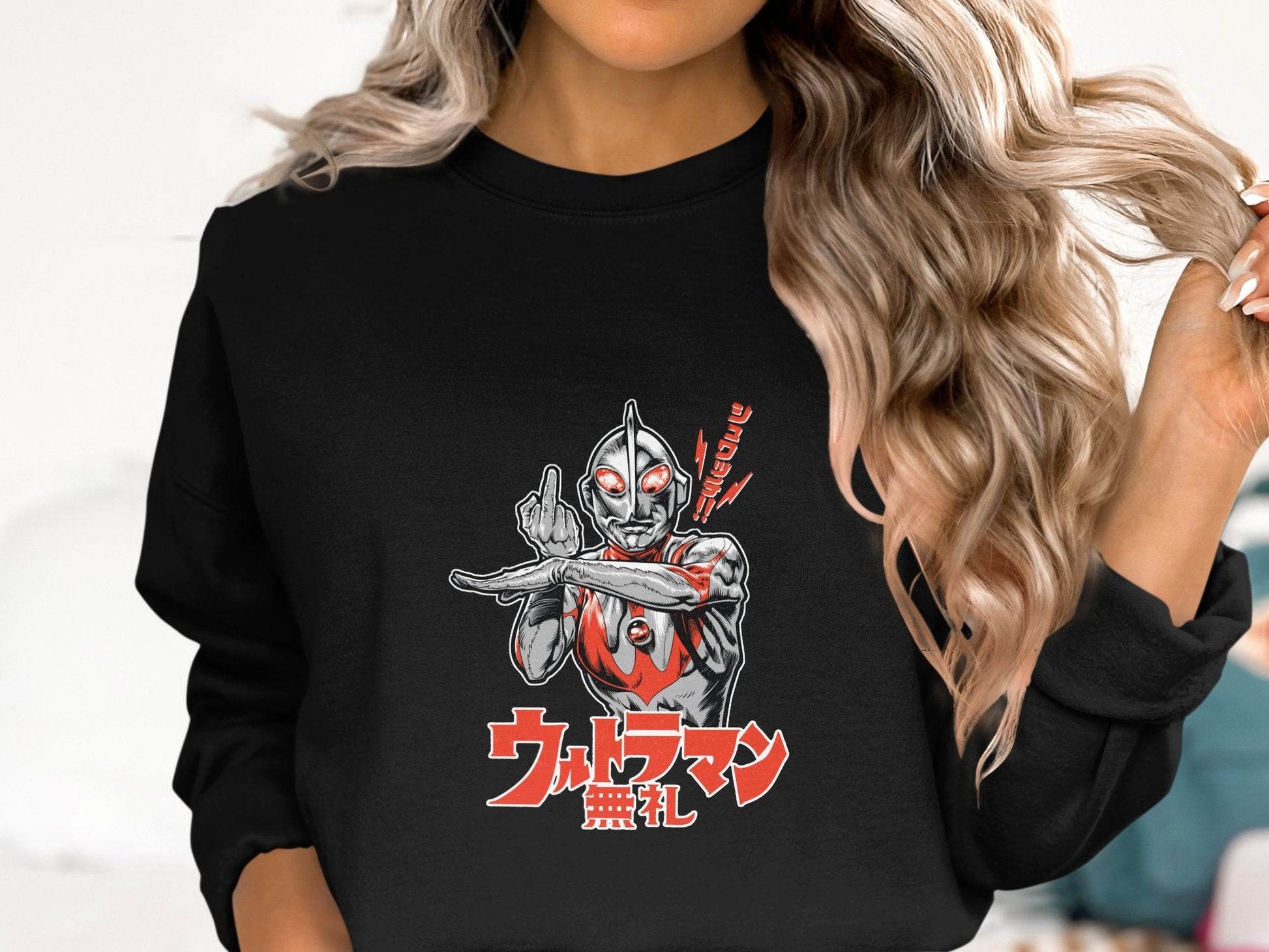 Ultraman Giving Middle Finger Bold Graphic Style Sweater - Design & Vybe