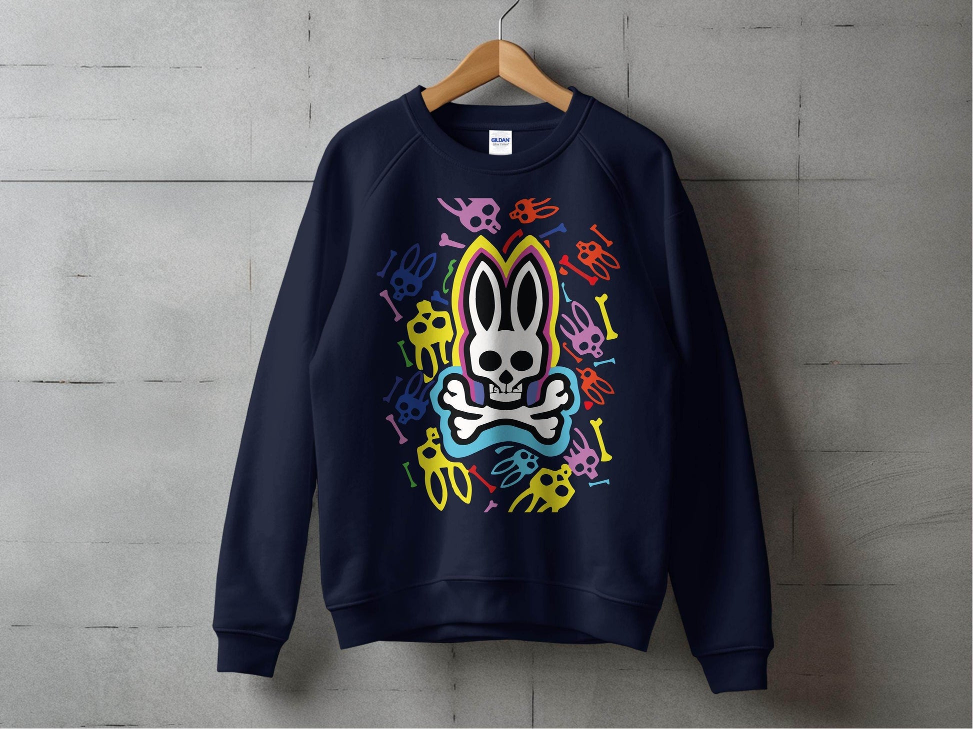 Colorful Bunny Skull Graphic Pattern Sweater - Design & Vybe