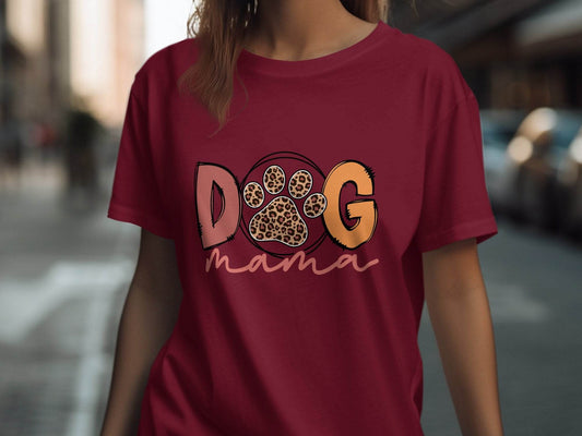 Dog Mama Paw With Leopard Print For Animal Lovers T-Shirt - Design & Vybe
