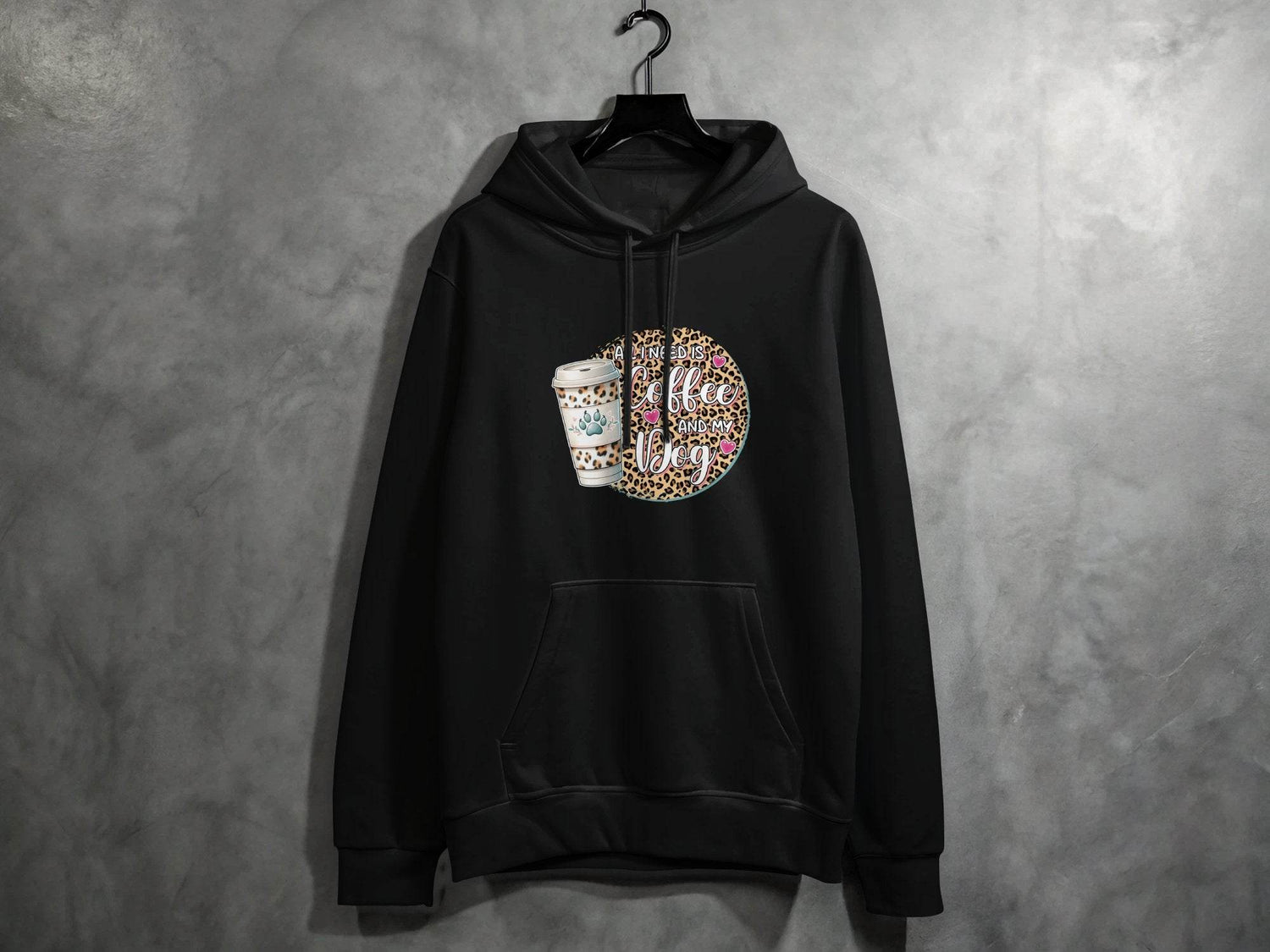 All I Need Is Coffee and My Dog Funny Quote Hoodie - Design & Vybe