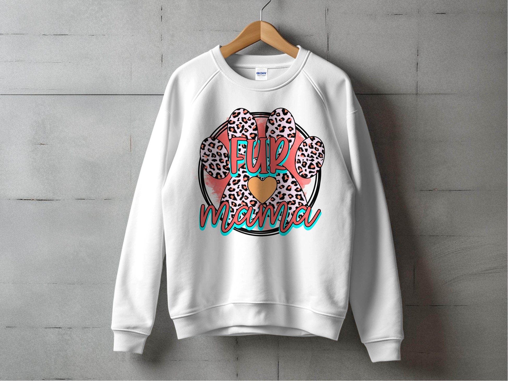 Fur Mama With Leopard Pattern Paw Print Graphic Sweater - Design & Vybe