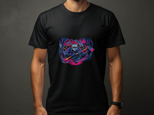Masked Horror with Axes Abstract Graphics Cool T-Shirt - Design & Vybe