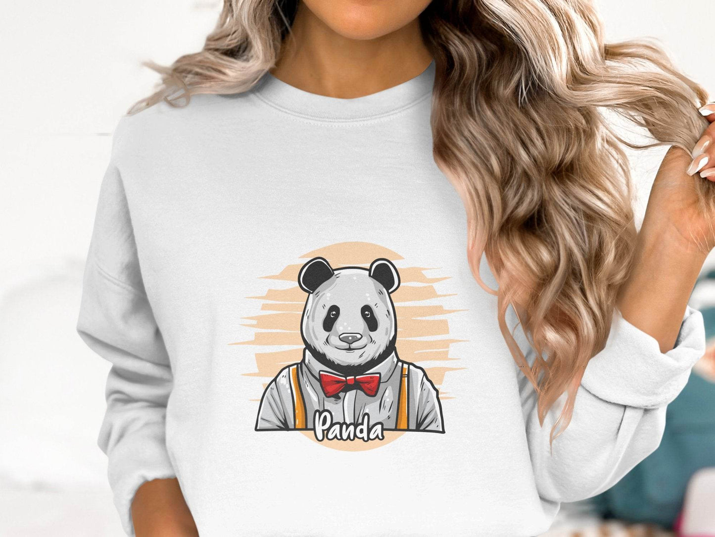 Fun Cartoon Panda Wearing Bow Tie Graphic Sweater - Design & Vybe