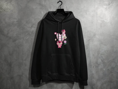 Cute Pink Bear With Good Lucky Heart Design Hoodie - Design & Vybe