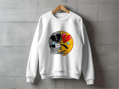 Dual Emotions Skull And Hearts Smiley Graphic Sweater - Design & Vybe