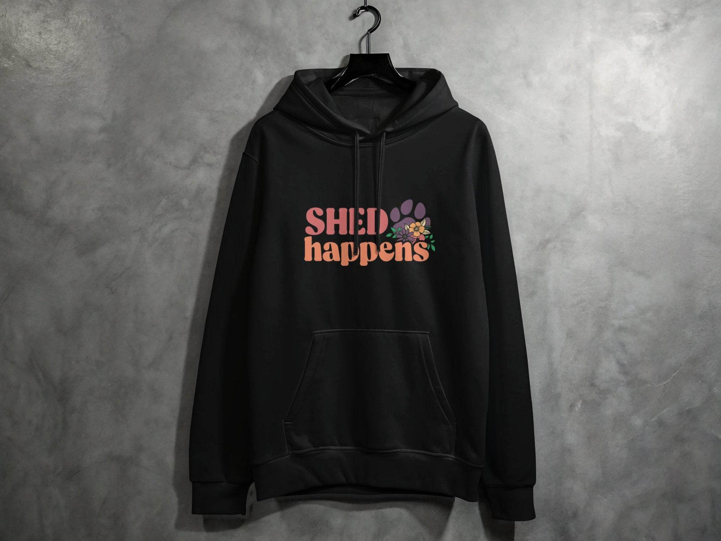 Shed Happens Dog Paw with Flowers Funny Dog Lover Hoodie - Design & Vybe