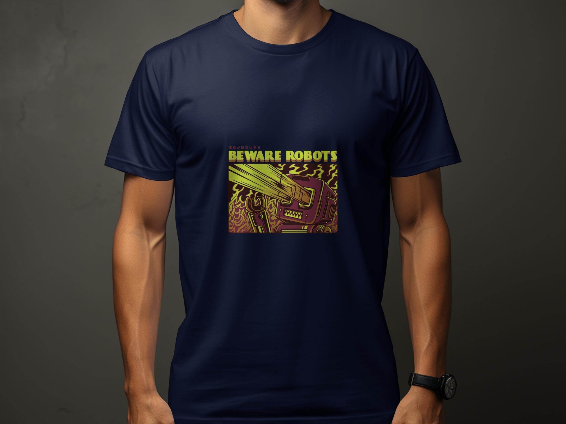 Retro Robot Invasion Graphic Beware Robots T-Shirts - Design & Vybe