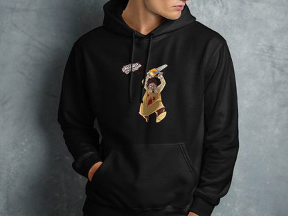 Horror Movie Villain with Chainsaw Illustration Hoodie - Design & Vybe