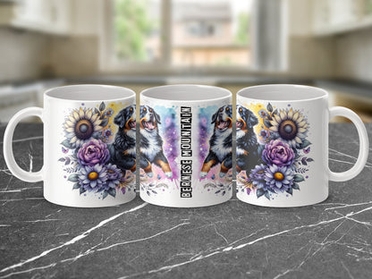 Bernese Mountain Dog Floral Design Coffee Mug product