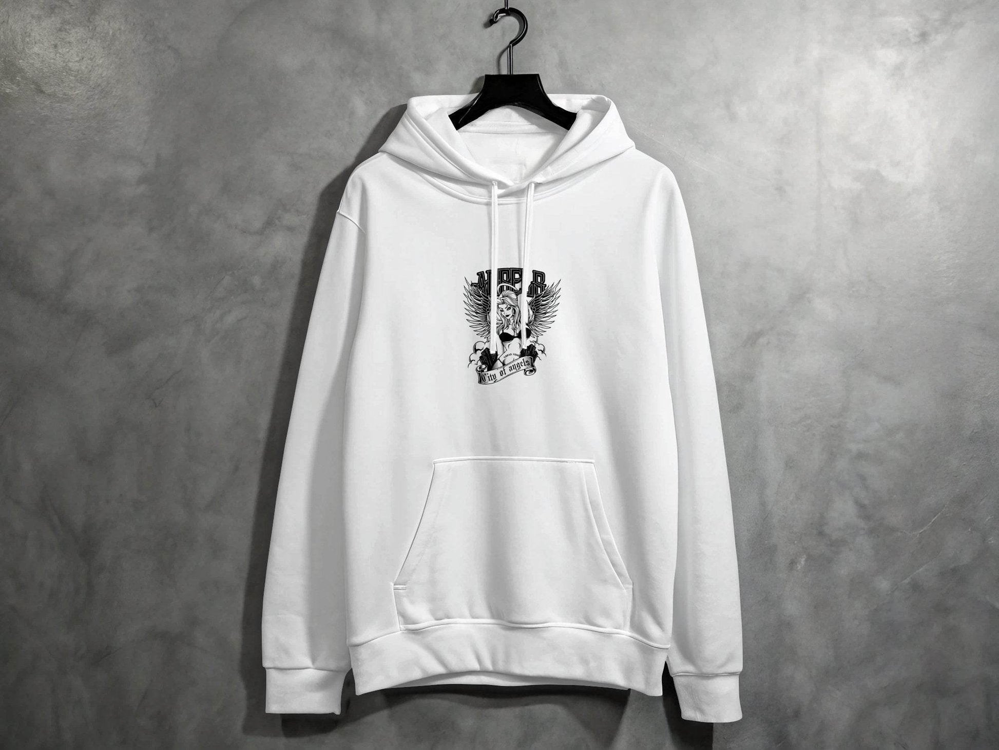 Angel in Urban City Design Printed Graphic Hoodie - Design & Vybe