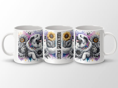 Great Pyrenees Floral Design Custom Coffee Mug Product