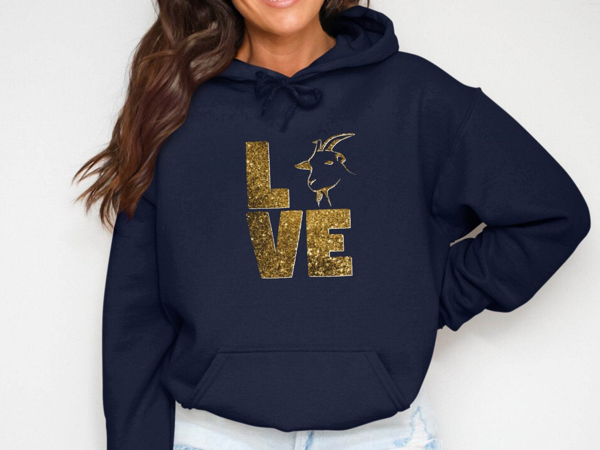 Love Goat Glitter Fun Trendy Hoodie - Design & Vybe