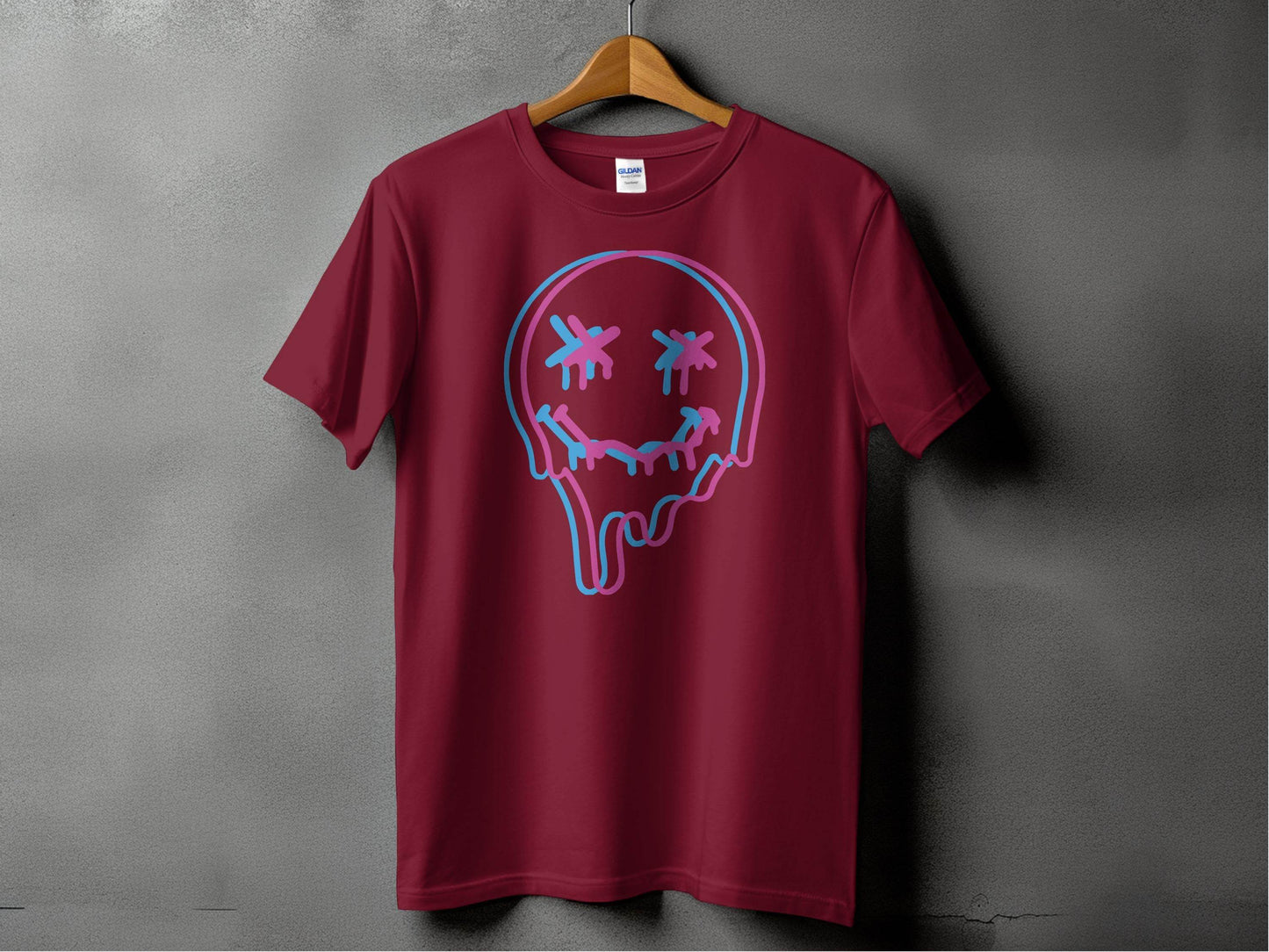 Unique Funny Dripping Smiley Graffiti Dead Face Graphic T-shirt - Design & Vybe
