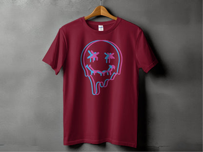 Unique Funny Dripping Smiley Graffiti Dead Face Graphic T-shirt - Design & Vybe