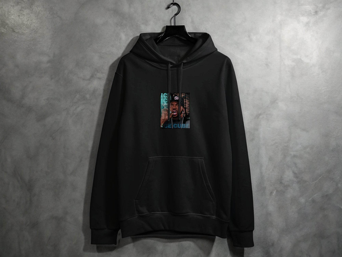 Ice Cube Smoking Cigar with Chain Portrait Art Hoodie - Design & Vybe